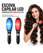Escova Massageadora Capilar com LED 4 em 1 e Carga Para Serum para Crescimento e Fortalecimento dos Cabelos