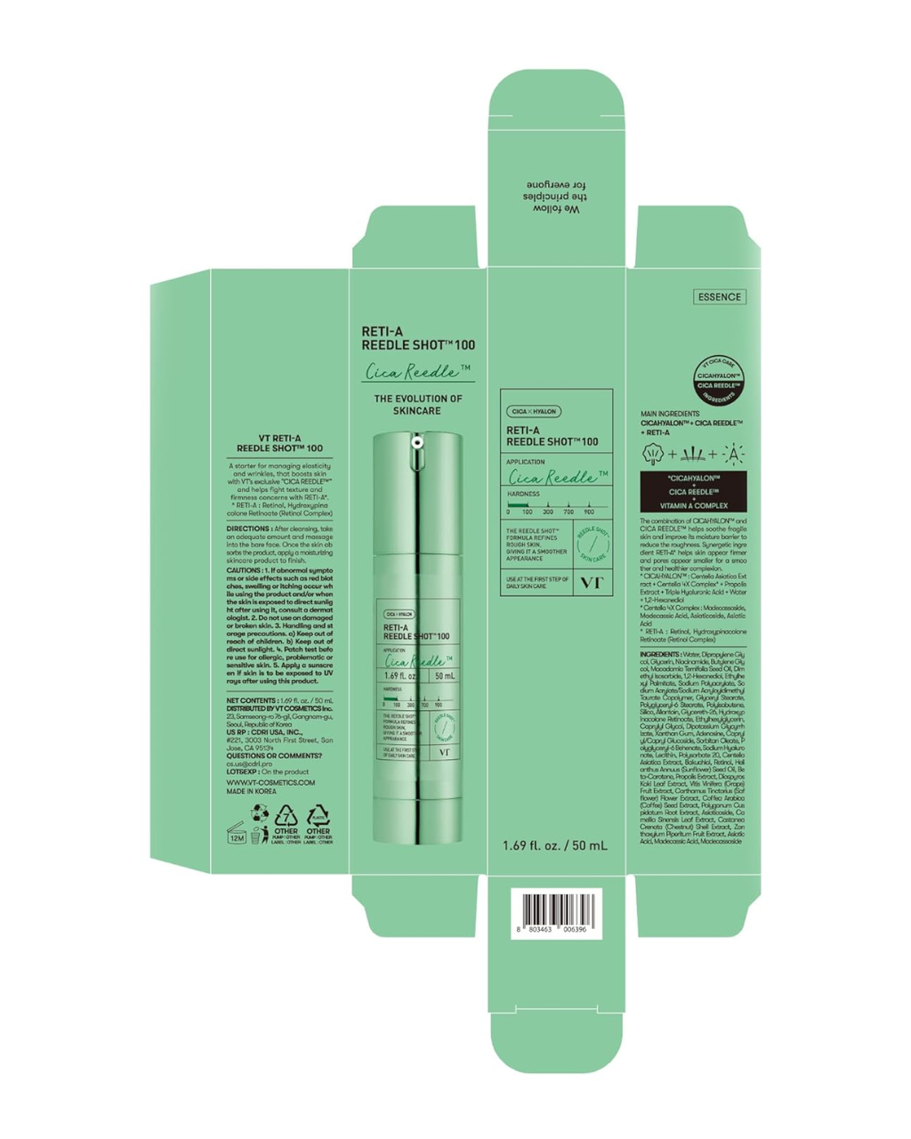 VT COSMETICS Reti-A Reedle Shot 100 Sérum Retinol (Vitamina A) com Microagulhamento, Exossomos Reparadores e Booster Coreano 50ml