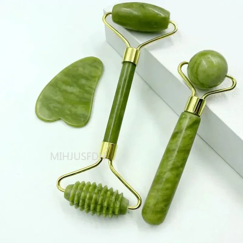 Rolo Massageador de Jade Rosto e Corpo - Gua sha