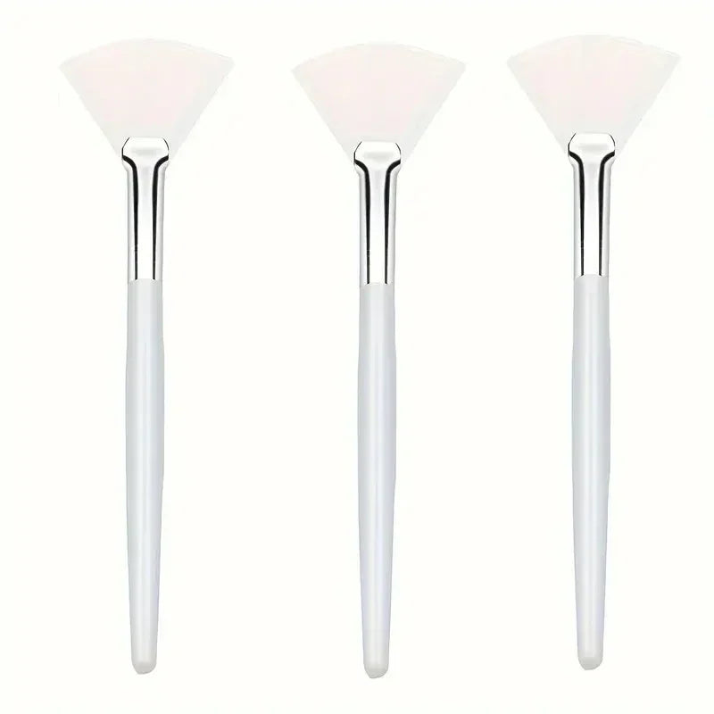 Kit com 3 Pincéis de Aplicação de Maquiagem e Skincare em Silicone e Cerdas Sintéticas para Máscaras, Base e Produtos Cremosos